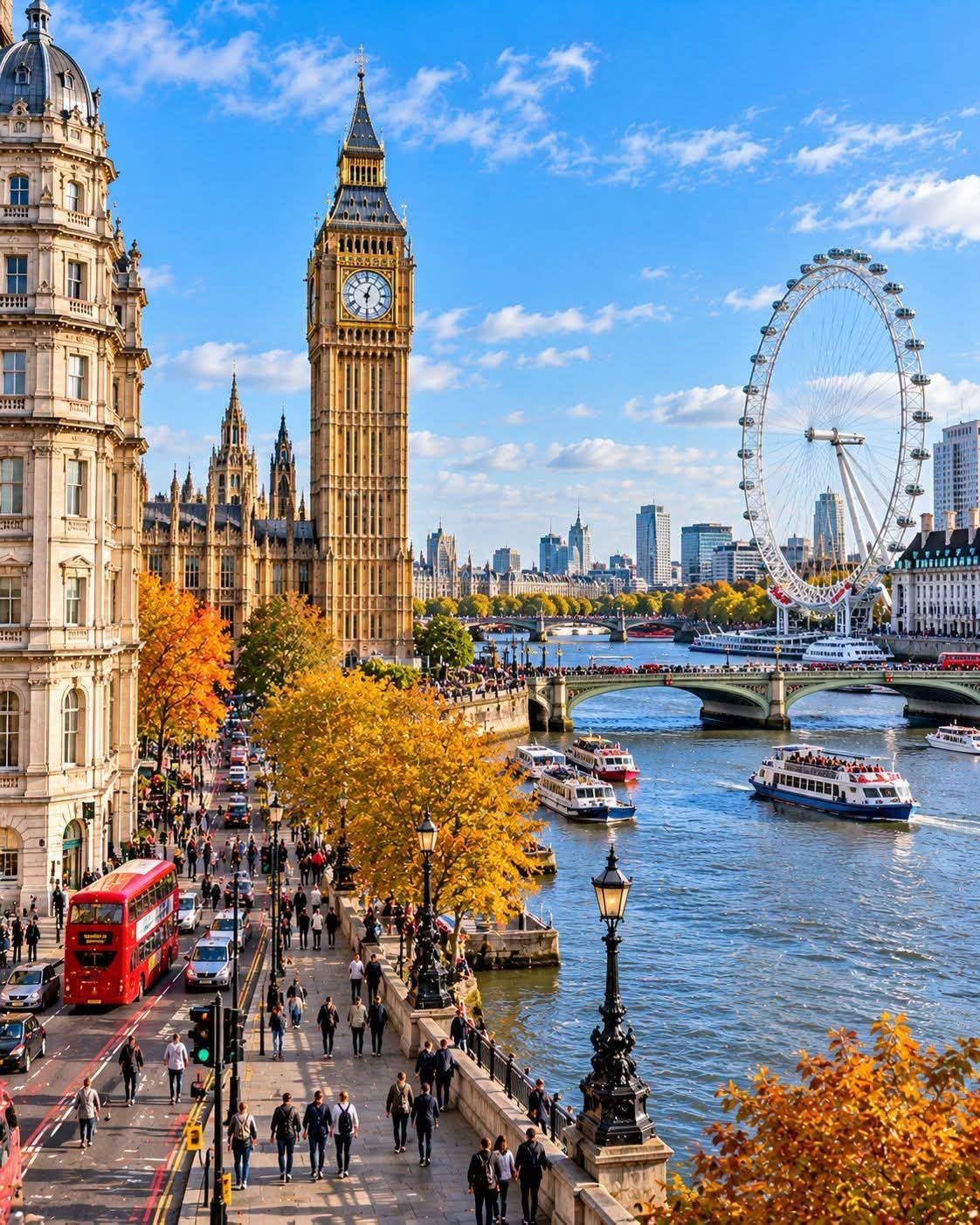 The London skyline beside the River Thames